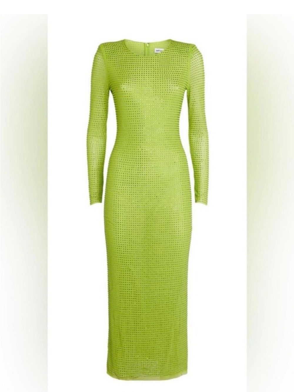 Self-Portrait Lime Green Perforated Long-Sleeve Maxi Dress
